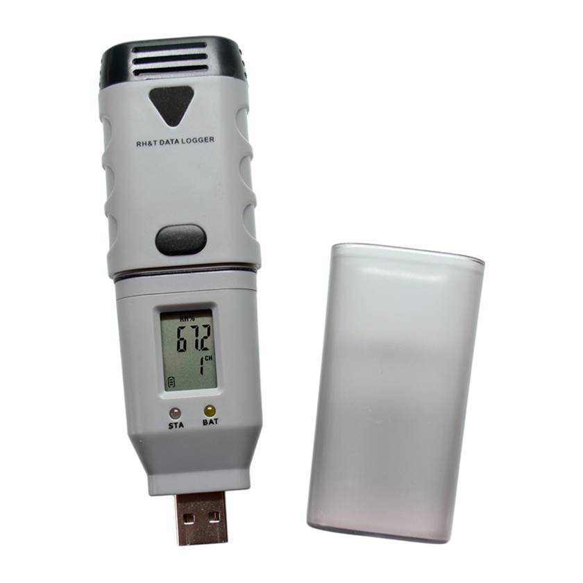 Thermco HICSSN-22 USB with Display Temperature and Humidity Data Logger - Front View with Cap Removed