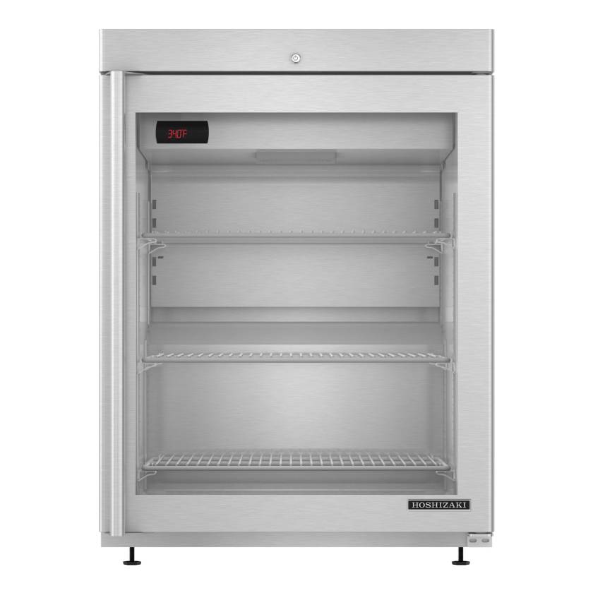 Hoshizaki HR24C-G HR Series Single-Section Undercounter Refrigerator with 3 Wire Shelves, Glass Door, 3.87 Cubic Feet - Front View