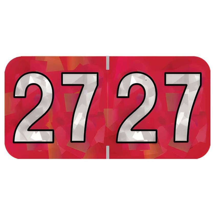 Arden Label HRYM-27-T4 PMA Holographic Red 2027 Year Labels - Size 3/4" H x 1 1/2" W