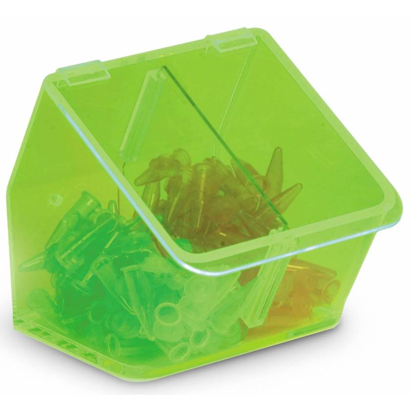 Acrylic Benchtop Dispensing Bin Dual Compartment With Lid - Neon Green
