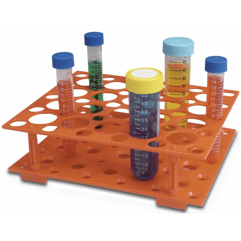 Snap-Together Conical Tube Rack For 15 and 50 mL Tubes - Orange
