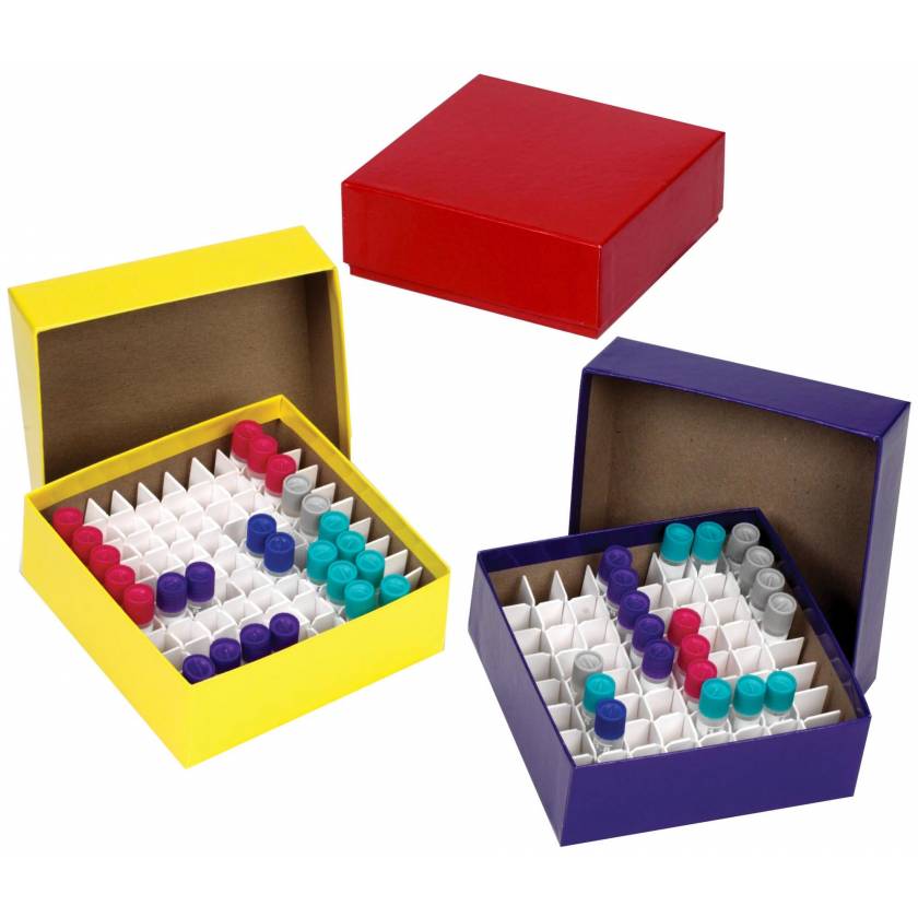 Cardboard Cryogenic Vial Color Box & Lid - 2" Box Height - Assorted Colors Pack