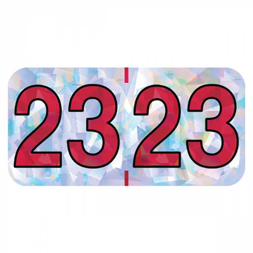 2023 Year Labels - Holographic Silver - Size 3/4" H x 1 1/2" W