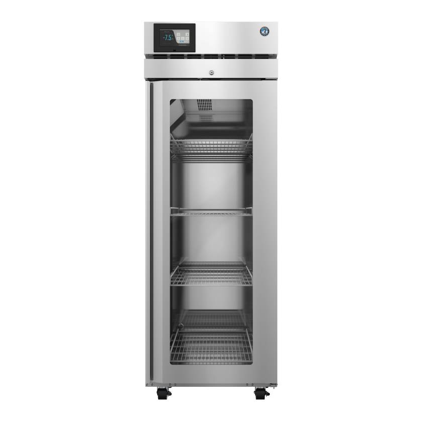 Hoshizaki HXF1A-FGE Healthcare Series Single-Section Freezer with 4 Wire Shelves, Glass Door, 23.10 Cubic Feet - Front View