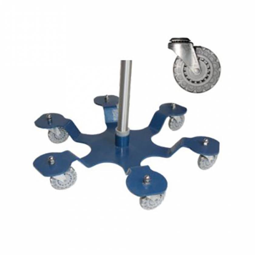 Blickman 1370SS Stainless Steel IV Stand with 6-Leg Base Tru-Loc