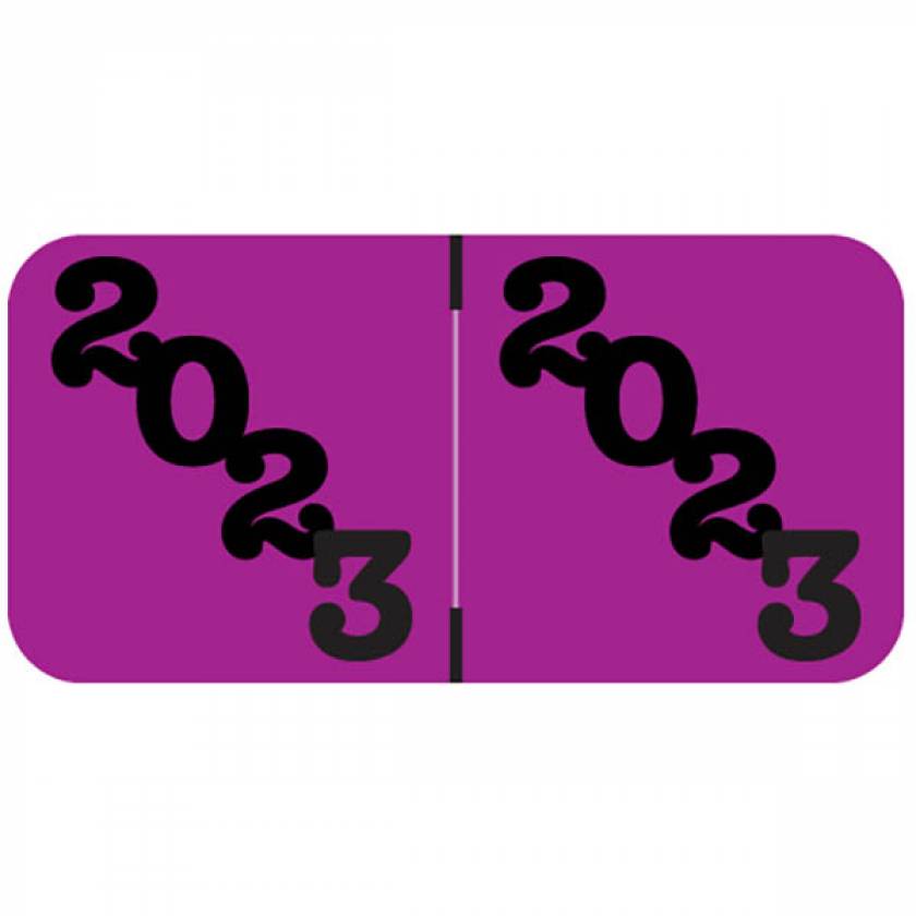 2023 Year Labels - Jeter Compatible - Size 3/4" H x 1 1/2" W - Purple Label