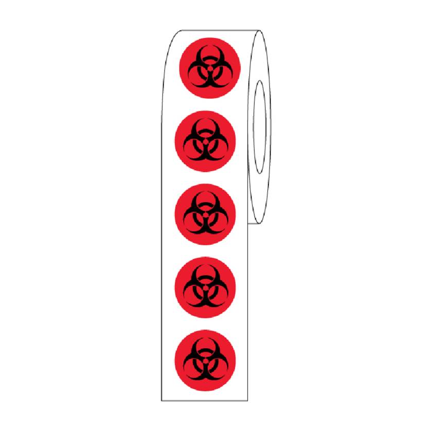 Globe Scientific LCR-95BIO Cryogenic Biohazard Label Roll - 9.5 mm Dots