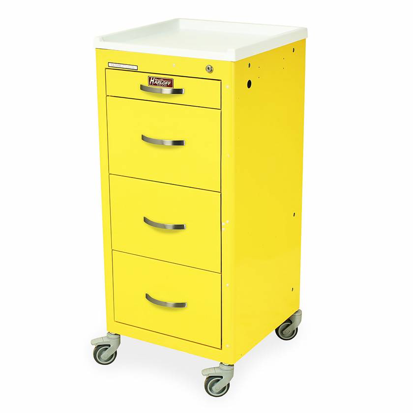 Harloff M3DS1830K04 M-Series Mini Width Tall Isolation Cart Four Drawers with Key Lock