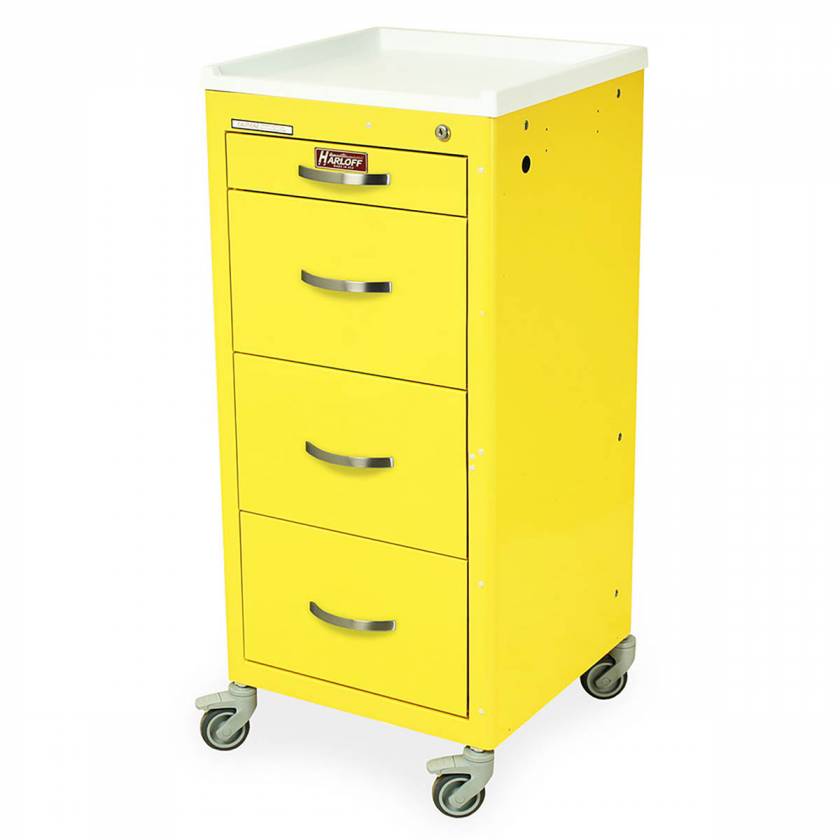 Harloff M3DS1830K04Q M-Series Mini Width Tall Isolation Cart Four Drawers with Key Lock - Quick Ship