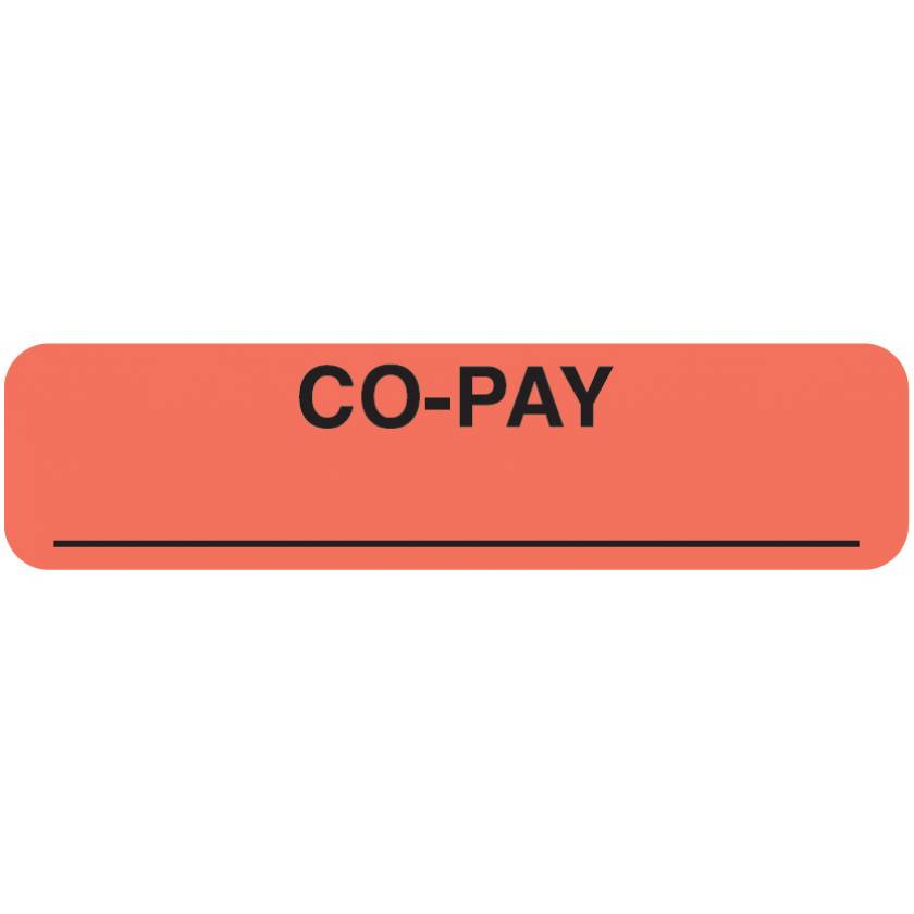 CO-PAY Label - Size 1 1/4"W x 5/16"H