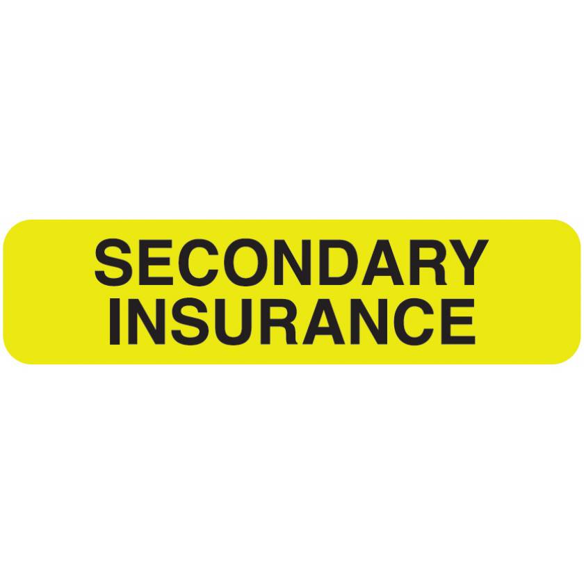 SECONDARY INSURANCE Label - Size 1 1/4"W x 5/16"H