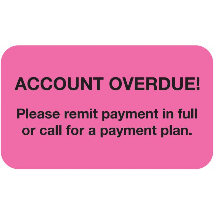 ACCOUNT OVERDUE Label - Size 1 1/2"W x 7/8"H