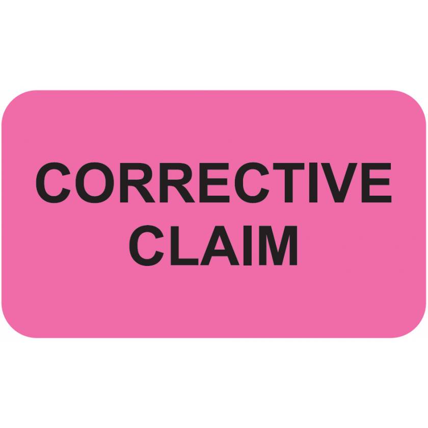 CORRECTIVE CLAIM Label - Size 1 1/2"W x 7/8"H