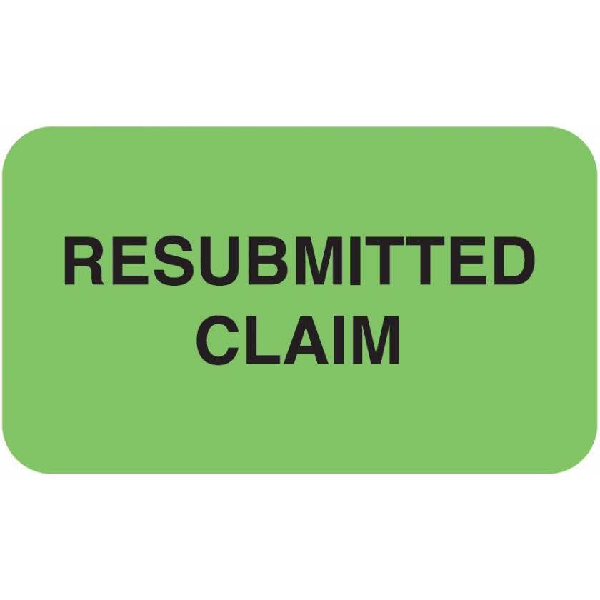 RESUBMITTED CLAIM Label - Size 1 1/2"W x 7/8"H