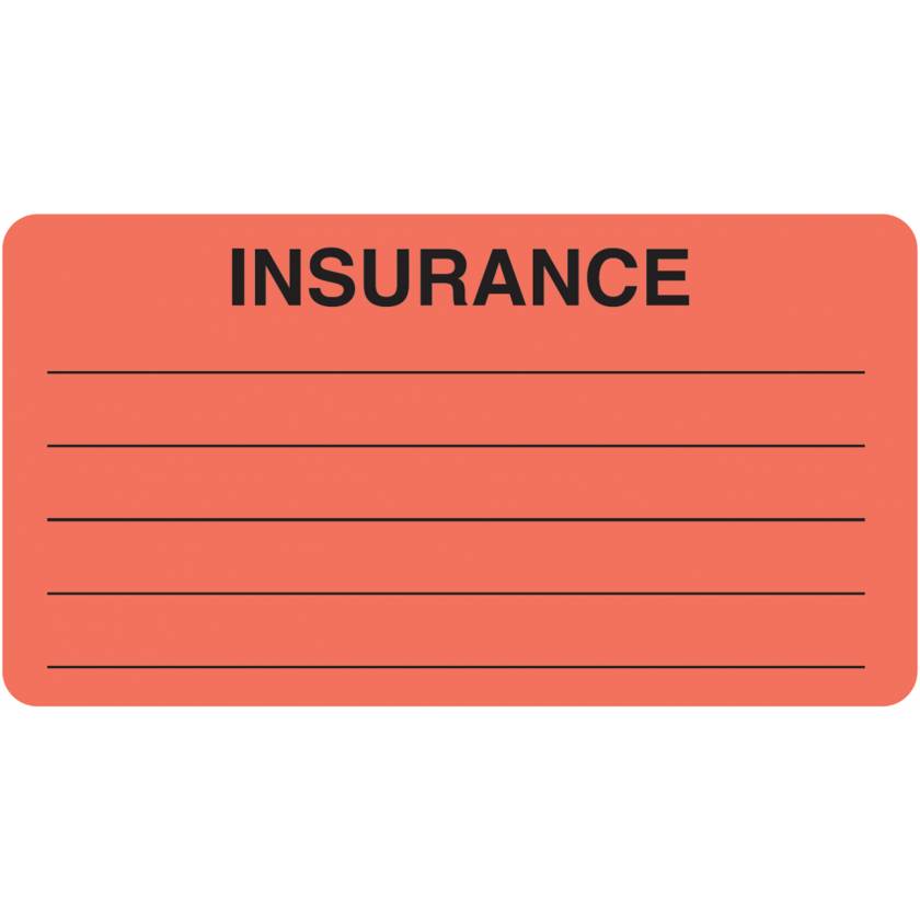 INSURANCE Label - Size 3 1/4"W x 1 3/4"H