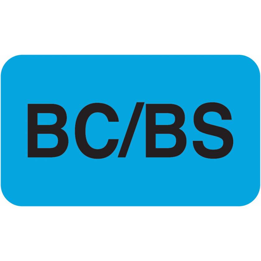 BC/BS Label - Size 1 1/2"W x 7/8"H