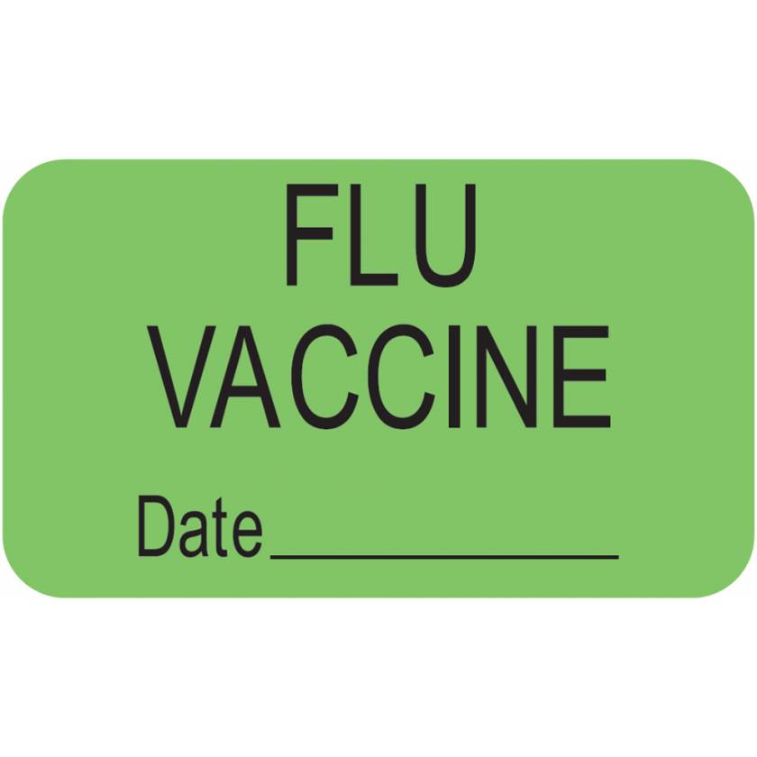 FLU VACCINE Label - Size 1 1/2"W x 7/8"H