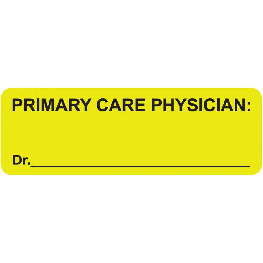 PRIMARY CARE PHYSICIAN Label - Size 3"W x 1"H