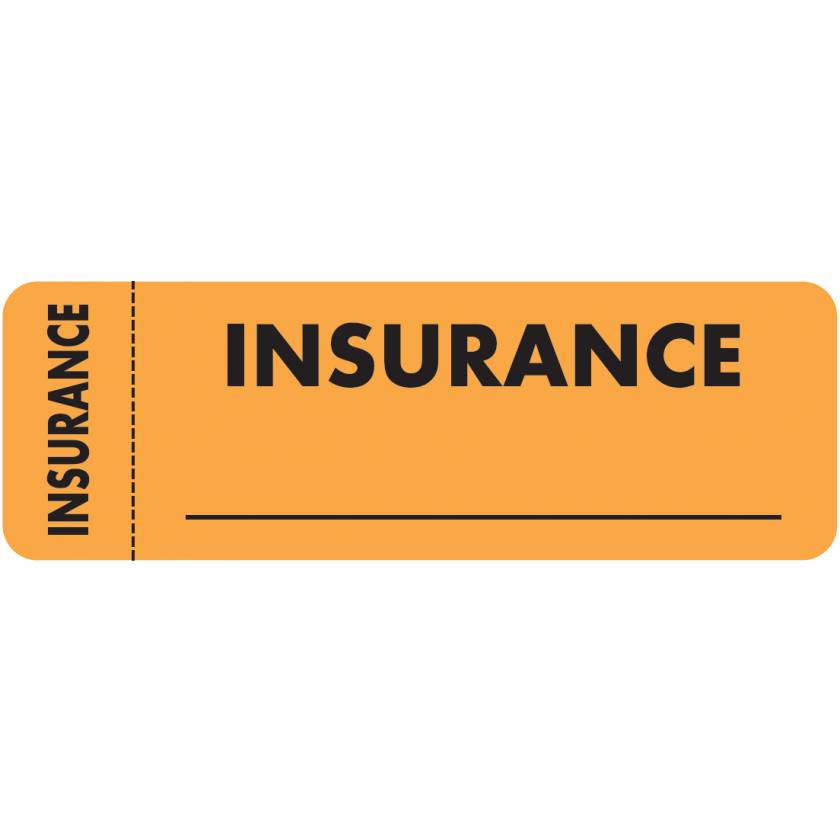 INSURANCE Label - Size 3"W x 1"H - Wrap Around Style