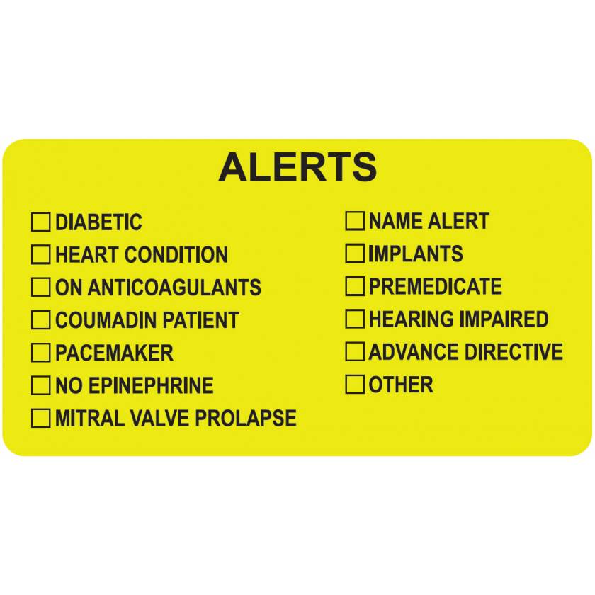 ALERTS Label - Size 3 1/4"W x 1 3/4"H