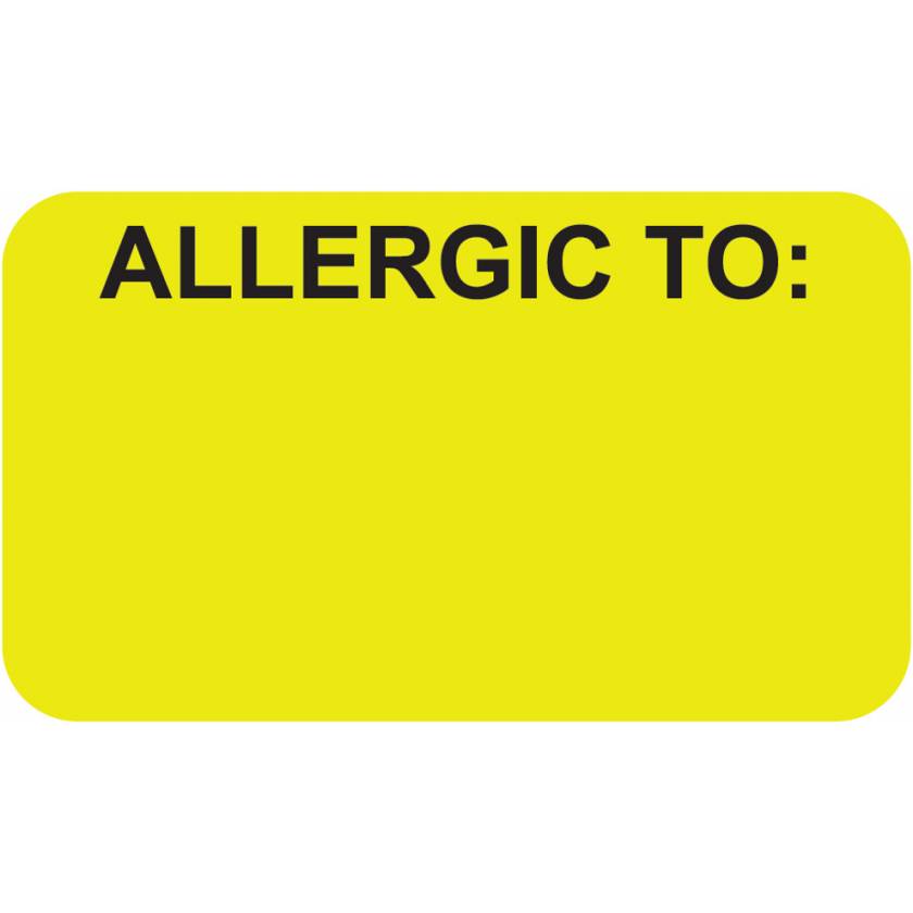 ALLERGIC TO Label - Size 1 1/2"W x 7/8"H - Fluorescent Chartreuse