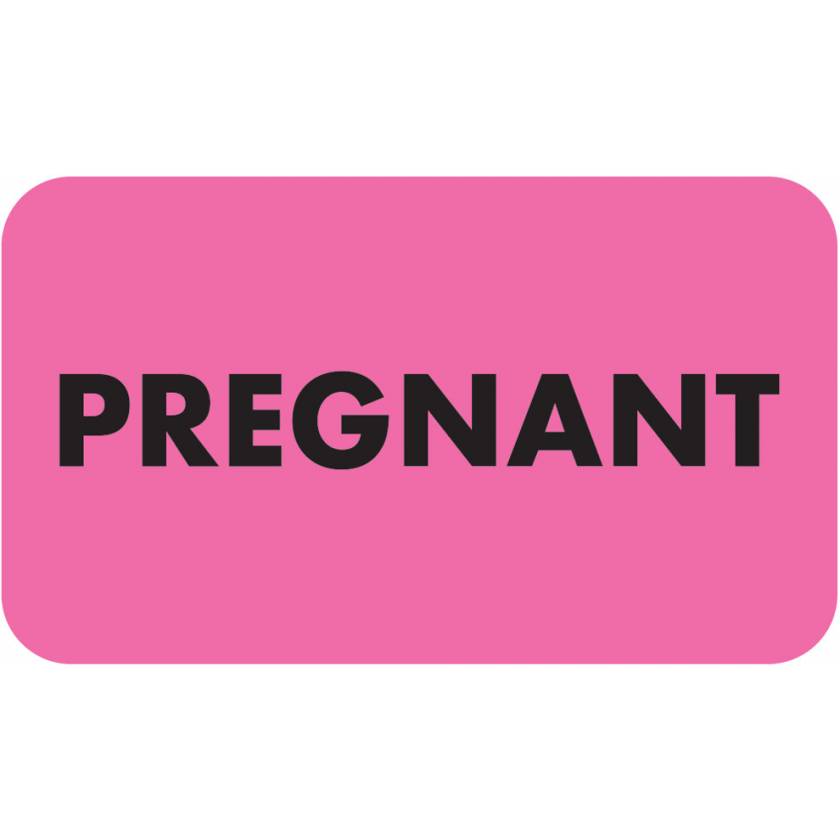PREGNANT Label - Size 1 1/2"W x 7/8"H