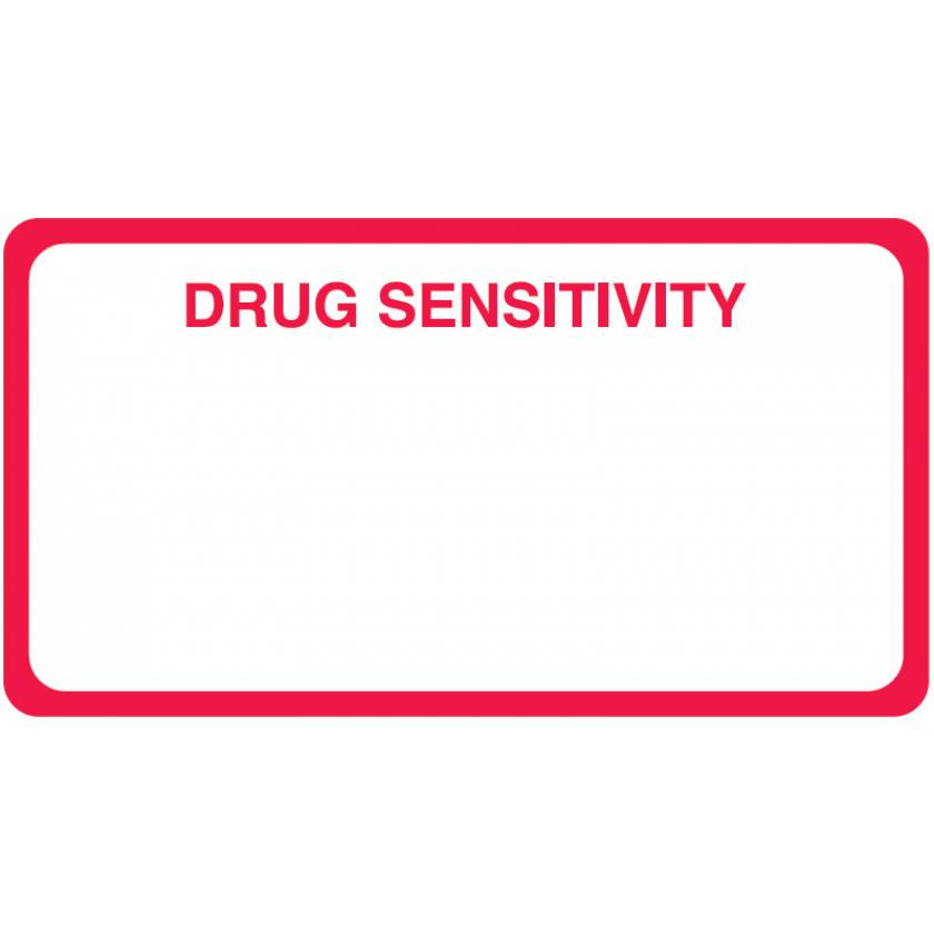 DRUG SENSITIVITY Label - Size 3 1/4"W x 1 3/4"H