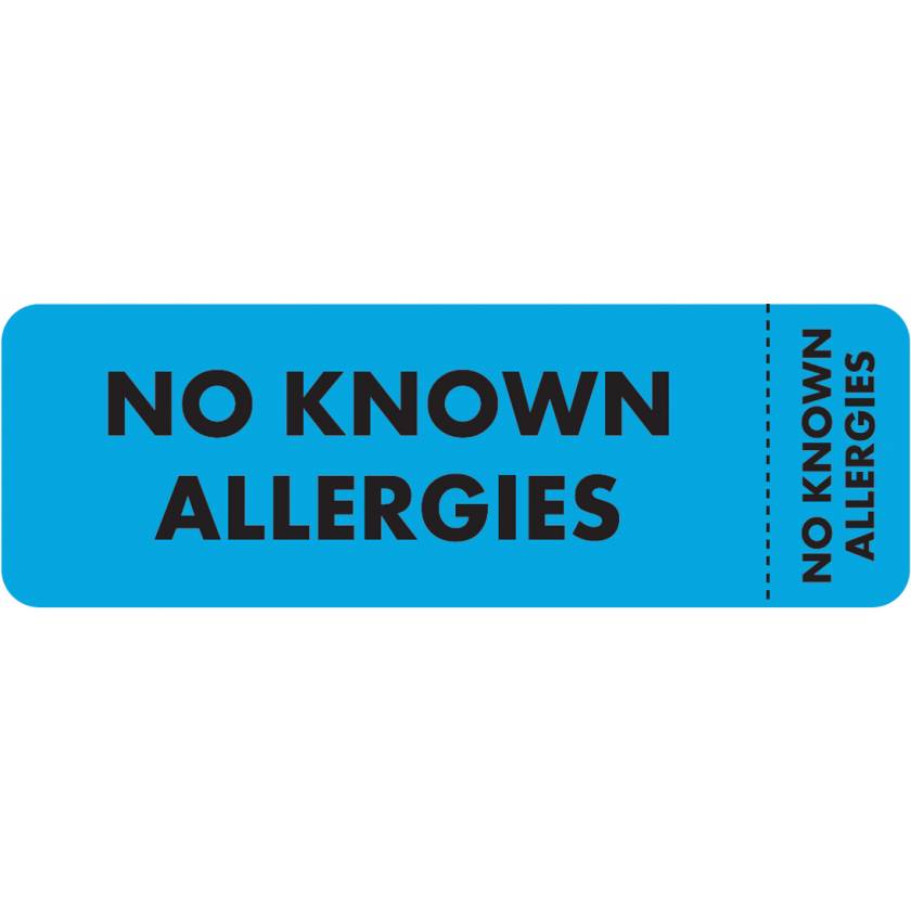 Arden Label MAP6480 No Known Allergies Label 3"W x 1"H Wrap Style