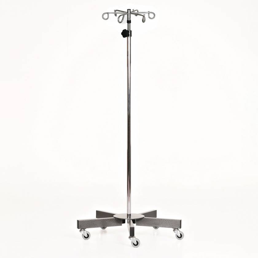 MidCentral Medical MCM212 Stainless Steel 5-Leg IV Pole with 6-Hook Top