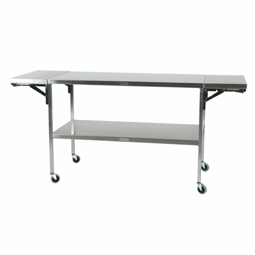 MidCentral Medical MCM507-DPL Stainless Steel 3-in-1 Space Saving Instrument Table - 24"W x 48"/60"/72" L