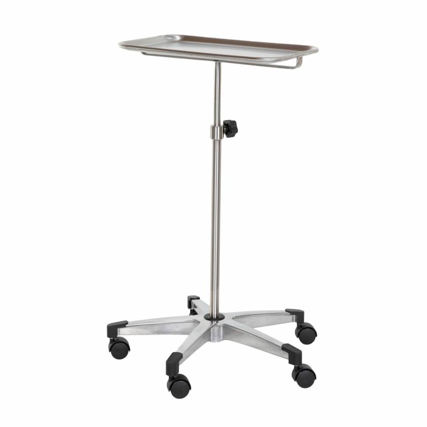 MidCentral Medical Stainless Steel Mayo Stand - Aluminum Base, Knob Control 