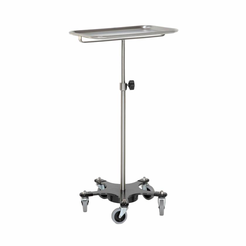 MidCentral Medical Stainless Steel Mayo Stand - Weighted Base, Knob Control