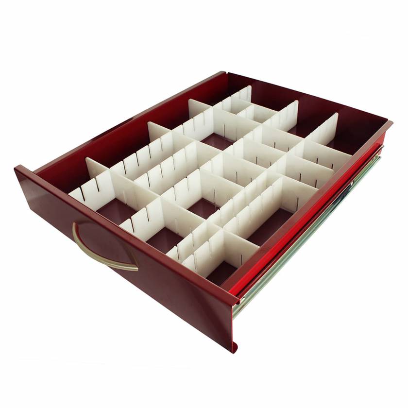 Harloff MD18-DIV3-P Premium Adjustable Plastic Divider Set for Mini Width Cart 3" H Drawers (Drawer NOT included)