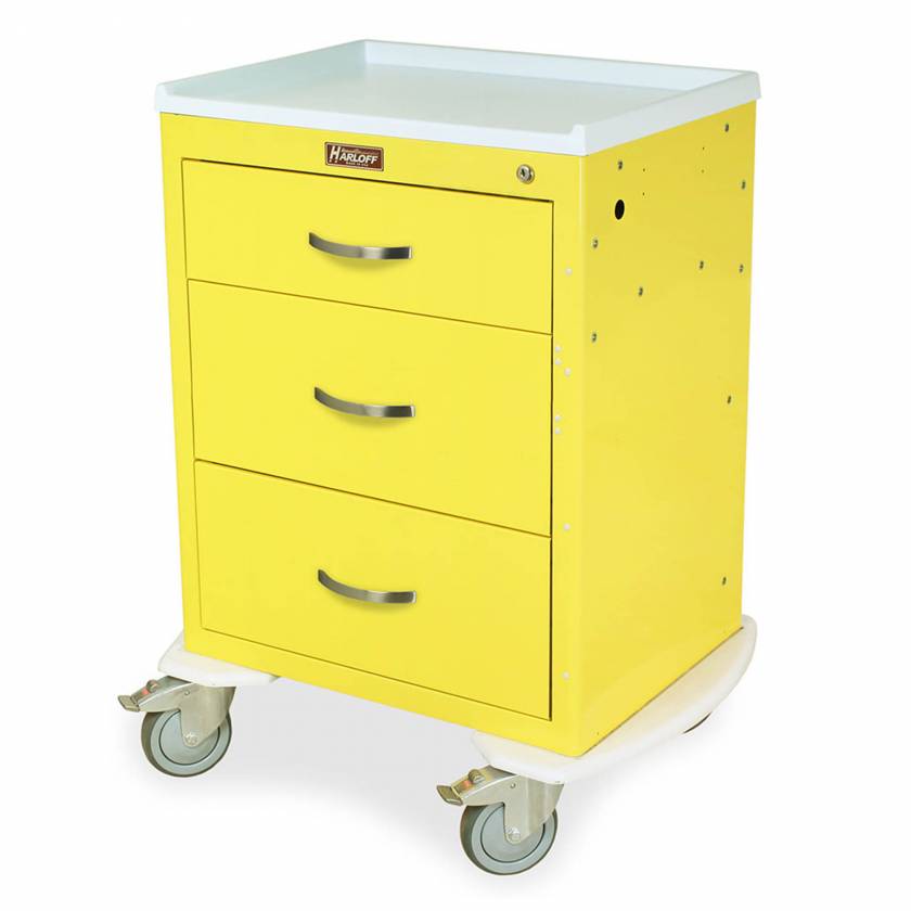Harloff MDS2424K03 M-Series Medium Width Short Isolation Cart Three Drawers with Key Lock