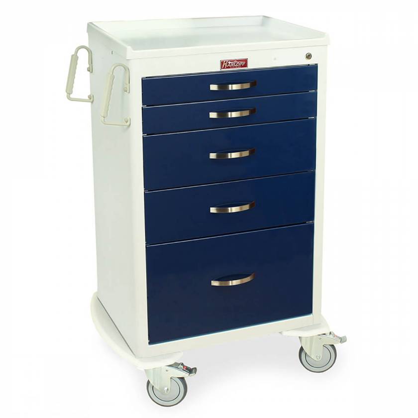 Harloff MDS2430K15 M-Series Medium Width Tall Anesthesia Cart Five Drawers with Key Lock