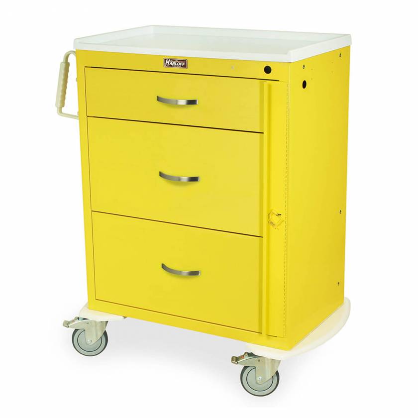 Harloff MDS3030B03 M-Series Standard Width Tall Emergency Cart Three Drawer with Breakaway Lock