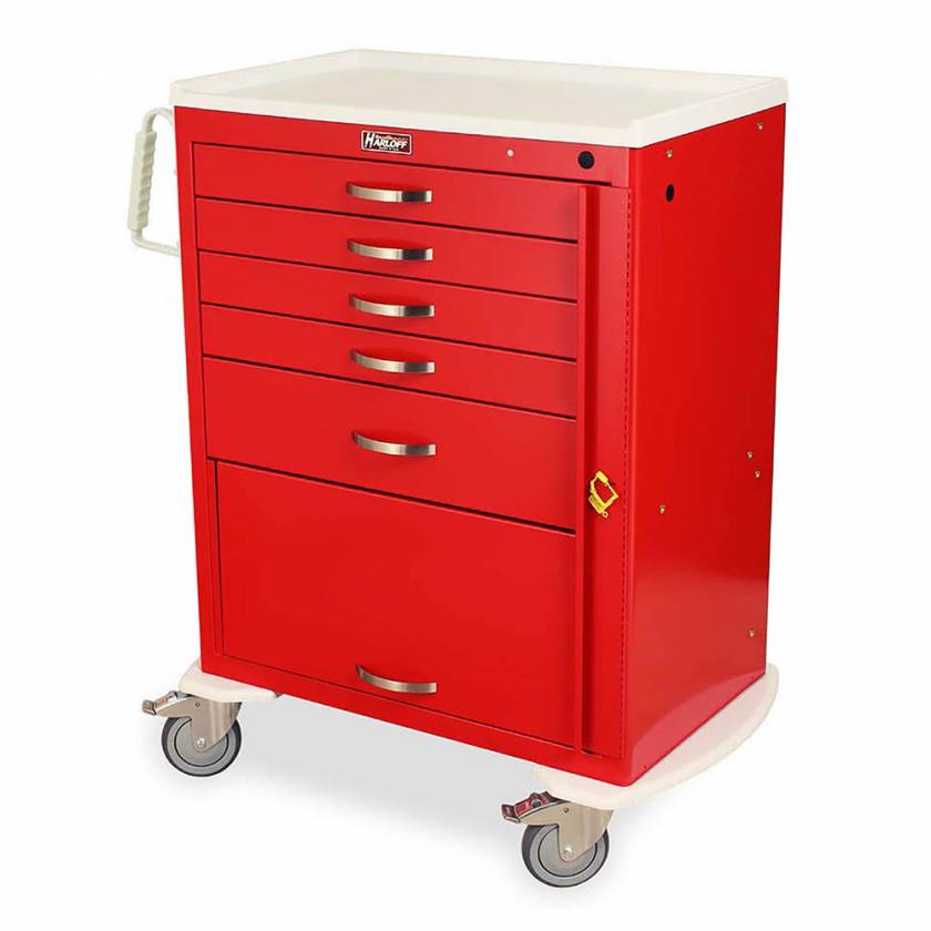 Harloff MDS3030B05-12FD M-Series Standard Width Tall Emergency Crash Cart Five Drawers, Flip-Up Door, Breakaway Lock