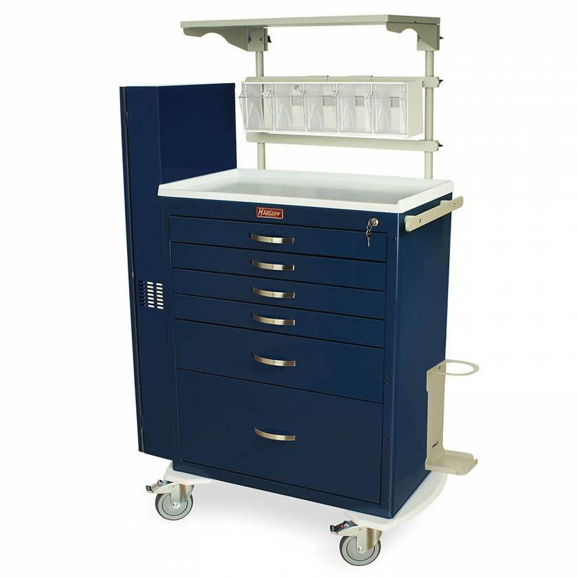 Harloff MDS3030K16+MD30-AIRWAYPKG M-Series Standard Width Tall Treatment Crash Cart Six Drawers with Key Lock, and Difficult Airway Package