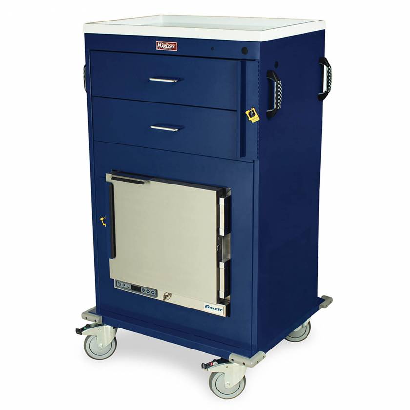 Harloff Model MH4216B Malignant Hyperthermia Cart with 1.0 Cubic Feet Follett Refrigerator, Two Drawers, Breakaway Lock