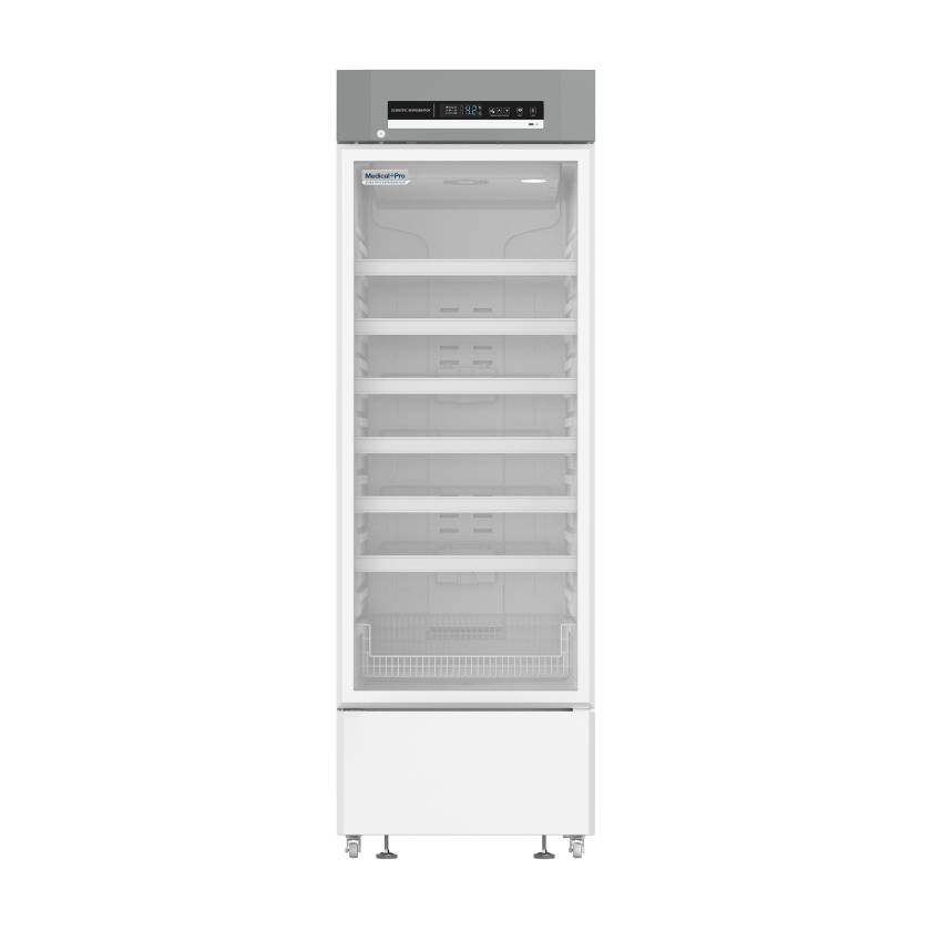 Migali Scientific MP-14RG-HC Medical Pro® Upright Refrigerator with 6 Wire Shelves and 1 Wire Basket, Glass Door - 13.9 Cubic Feet