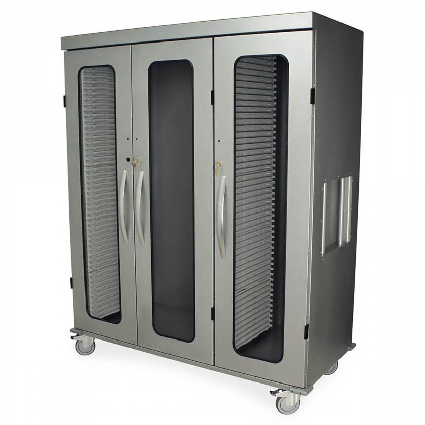 Harloff MedStor MSPM83-R0GK Max Triple Column Medical Storage Cabinet with Double Wide Open Left Column, Glass Doors, Key Lock
