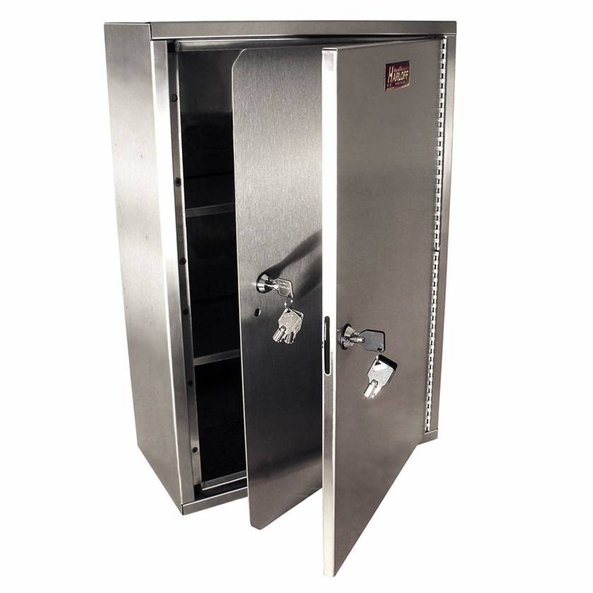 Harloff NCSS24C16-DT2 Tall Stainless Steel Narcotics Cabinet, Outer Door and Inner Door with Tubular Lock - Two Doors Open