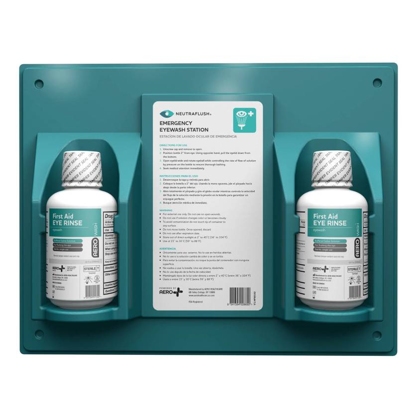 AERO Healthcare NFS0162 NeutraFlush Emergency Eyewash Wall Station, 16 oz - Front View