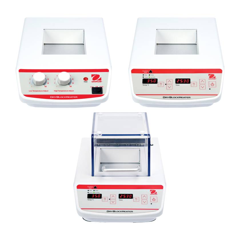OHAUS Dry Block Heater, 2 Block - Analog, Digital, and Digital with Heated Lid