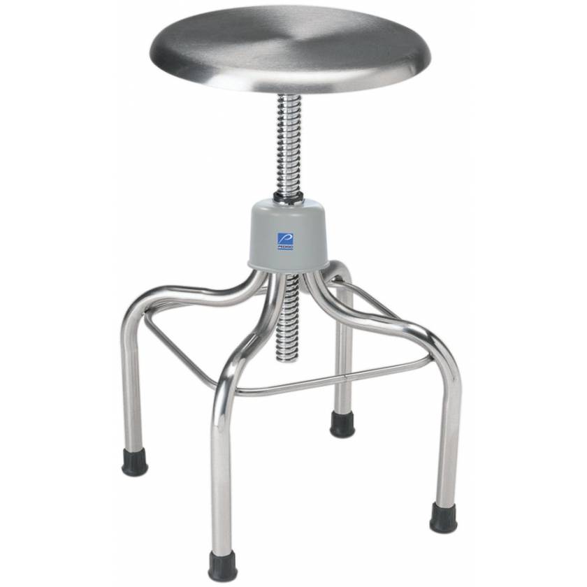 Pedigo Adjustable Stainless Steel Stool with Stainless Steel Contoured Seat