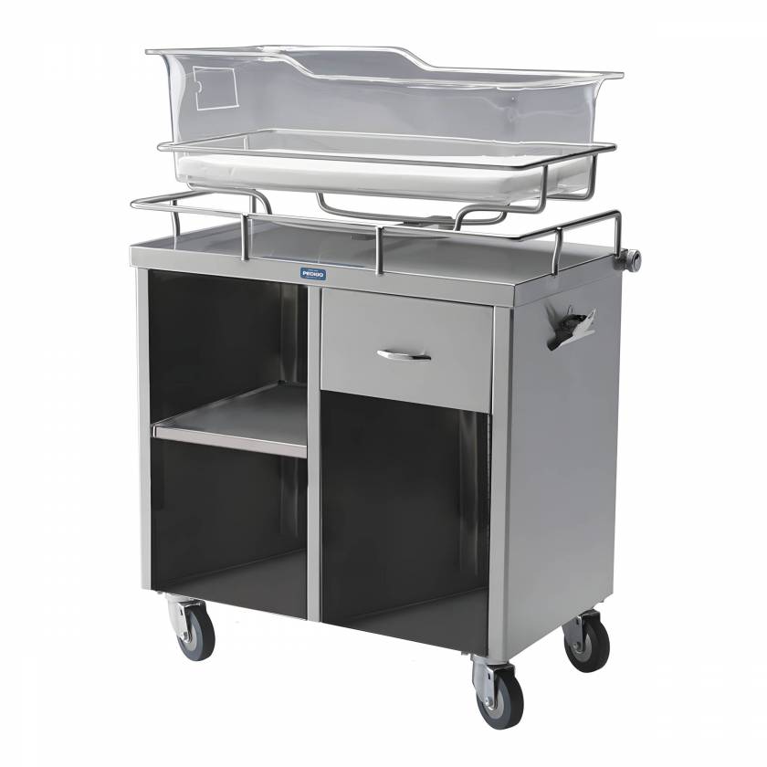 Pedigo P-1115-SS Stainless Steel Bassinet Cabinet without Doors (Shown with Optional Bassinet and Pad - Sold Separately)