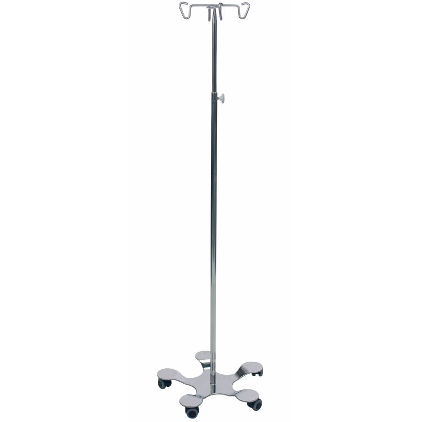 Pedigo Hand Operated 5-Leg Base SS IV Stand 4-Hook