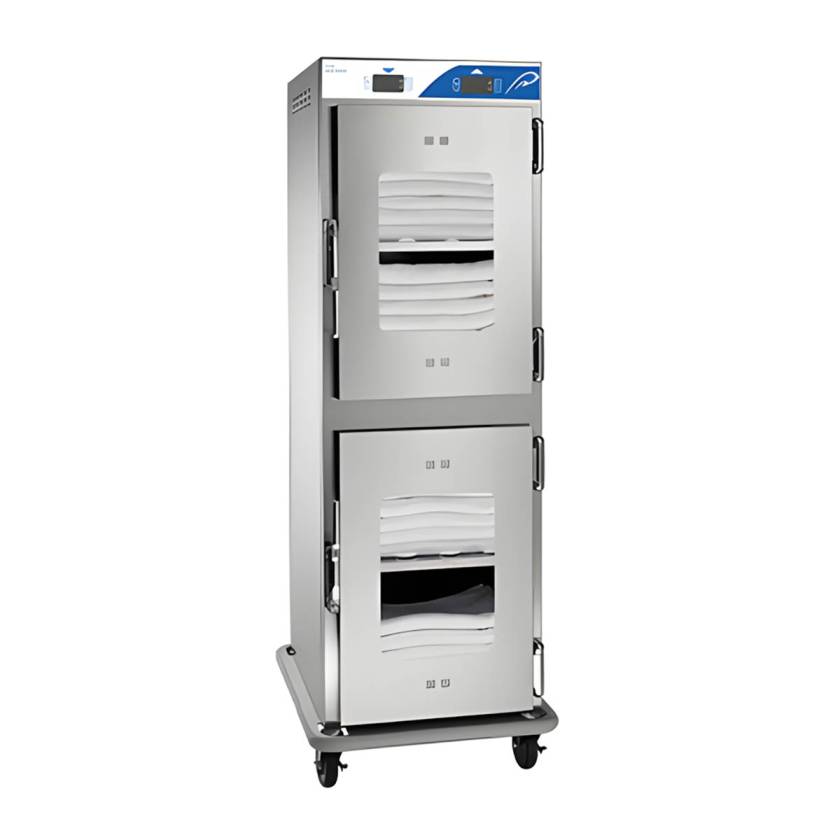 Pedigo P-2040 Blanket Warming Dual-Cabinet - 7.7 Cubic Feet Per Compartment - Window Glass Door (Shown with Optional Bumper, NOT included)