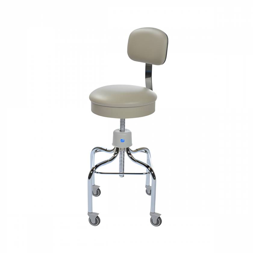 Pedigo P-39-W/C Series Adjustable Chrome Operating Room Stool with Backrest, and Casters
