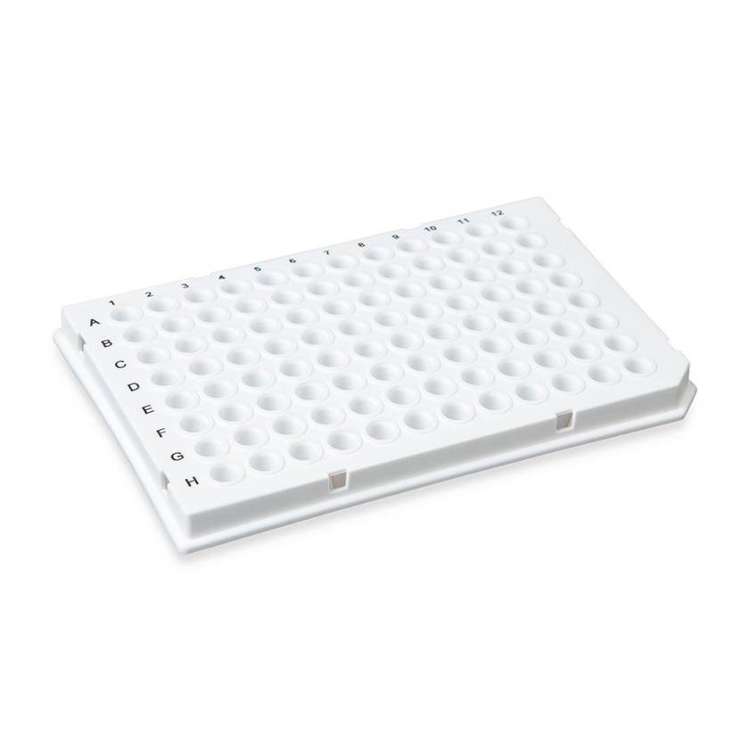 Globe Scientific PCR-HS-01W 0.1 mL 96-Well Low Profile PCR Plate, Half Skirt - Light Cycler-Style, White
